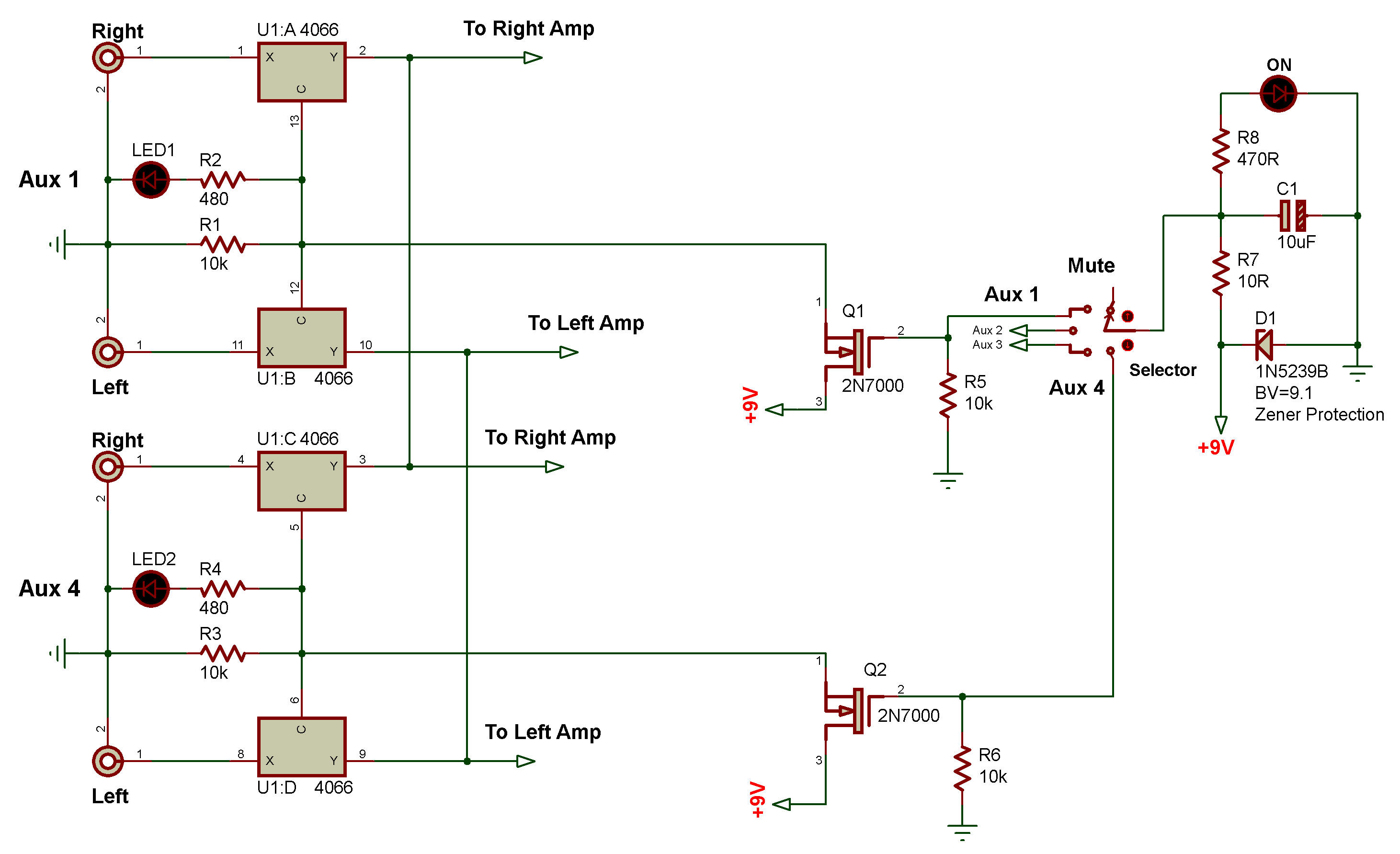 Auxiliary selector Using MOSFETs